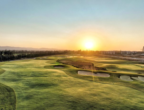 Limassol Greens golf course at sunset – fairway and bunkers