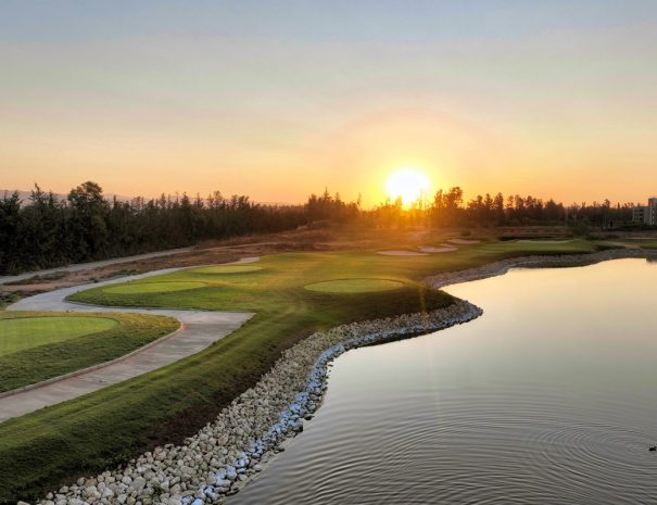 Limassol Greens tees and lake at sunrise